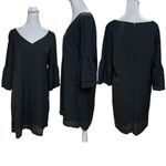 Belongsci Black 3/4 Bell Sleeve V-Neck Above the Knee Shift Dress Size Small Photo 1