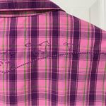 Bit & Bridle Western Pearl Snap Top Size XL Purple Plaid Embroidered Horses Photo 6