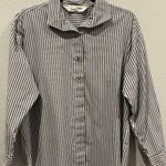 Diane Von Furstenberg Striped Floral Embroidered Long Button Down Sleeve Shirt Photo 0