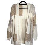 Maurice's Cream & Tan Patchwork Pocket Tight Knit Cardigan Photo 1