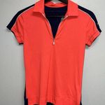Slazenger Womens Golf Polo Shirt Size XS Coral Navy Blue 1/4 Zip Short Sleeve Photo 0