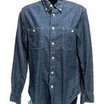 Arizona Jeans Arizona Jean Co Blue/White Dots Button Up Long Sleeve Shirt Size Small Cotton Photo 0