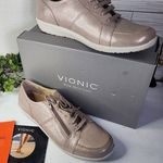 Vionic  Women's Abigail Leather Rose Gold Metallic Casual and Fashion Sneakers Photo 0