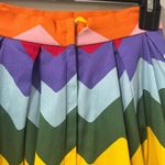 Collectif Malibu Rainbow Chevron Swing Zigzag Knee Len Skirt Size XXS 2 1950s Green Photo 6