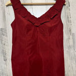 Ann Taylor  Red Ruffle V Neck Sleeveless Blouse Top Career Work Office Size 2 Photo 0