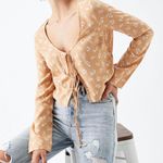 PacSun NWT  Kendall & Kylie Double Tie Front Top - Latte Photo 0