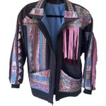 Handmade Vintage‎ One of a Kind  Patchwork Fringe Denim Jacket Boho Western XL Photo 0