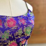 Vintage Floral Brocade Purple Fringe Festival Crop Top Photo 3