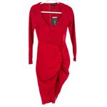 Pretty Little Thing NWT  Womens Bodycon‎ Corset Detail Ruched Midi Dress Size 4 Red Photo 2