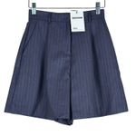 ASOS NWT Shorts Womens 0 Purple Pinstripe Pleated High Rise Preppy Old Money Photo 0