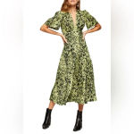Topshop Animal Print Angel Sleeve Midi Dress 2 Photo 2