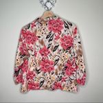 Vintage David N Floral Print Linen Blend Light Jacket Pink Brown White XL Photo 1