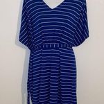 Green Envelope Los Angeles Blue and White Belted Tunic Top size Large Photo 0