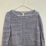 White House | Black Market WHBM Blue White Open Knit 3/4 Sleeve Cotton Sweater L Photo 1