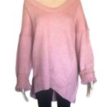 Free People Brookside Oversized Tunic Off Shoulder Sweater Alpine Rose Pink Medium Photo 3
