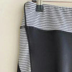 90 Degree by Reflex Black & White Striped Cropped Leggings with Neon Orange Band Photo 1