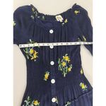 Anthropologie Fig and Flower Floral Embroidered Dark Navy Blue Maxi Dress Med MP Photo 6
