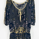 Hale Bob Womens Floral Velvet Burnout Dark Cottagecore Silk Blend Tunic Top S Photo 0