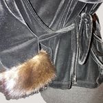 Chetta B Black Velvet Blouse Jacket Top NYC Real Mink Fur Cuff Crossover Photo 7