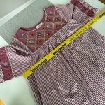Bechamel Burgundy Red White Stripe Cottagecore Floral Cotton House Dress Medium Photo 9