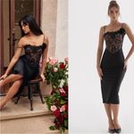 House Of CB  'Nikita' Black Satin and Lace Corset Dress NWOT‎ Photo 1