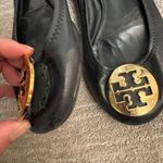 Tory Burch Reva Black Leather Gold Logo USED Ballet Slip On Flats 7.5-8 Photo 1