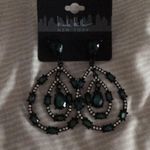 Nicole Miller  Black Green Stones Oval Double Hoops Photo 1