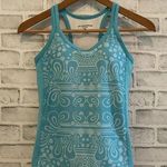Brooks Women’s turquoise & white racerback built in bra athletic tank top Small Photo 0