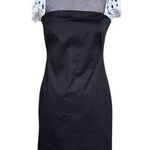 Theory  Black Cocktail Dress White Eyelet Lace Strap Formal Evening Size 12 Photo 0