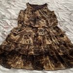 Voir Voir animal print leopard ruffle sleeveless boho fall mini dress, size 14 Brown Photo 8