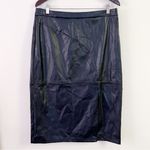 H by Halston Black Paneled Faux Leather Skirt Size Large Midi Length Photo 2