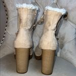 EXPRESS Beige Heeled Boots with Faux Fur Photo 4