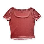 SheIn 🔃Velvet Scoop Neck Pink Short Sleeve Top Photo 2