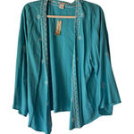 Ariat  Misty‎ Kimono Maui Blue Open Front Embroidered Cardigan S/P NWT Photo 0