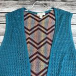 Chanel C by Bloomingdales Women's Sleeveless Cardigan Vest S SM Small Teal Multicolor Photo 2