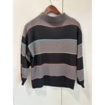 Vintage Graphic Print Sweater Modern Size Medium Mockneck Multi Colored Gray Photo 6