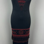 Nita Ideas Beaded Red Black Mesh Form Fitting Dress Size 4 Whimsigoth Y2K 1920s Photo 0