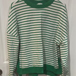 Z Supply  Green and white Striped Crew Neck Sweatshirt Photo 0