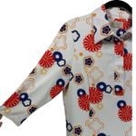 Original Penguin 3/4 Sleeve Retro Floral Polo Popover Blouse Top L Photo 6