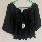 NWT Sofía Jeans black bell sleeve peplum top blouse on or off shoulder Size XS Photo 4