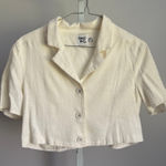 Princess Polly Crop Top Cream Button Down Short Sleeve Collared Shirt Photo 0