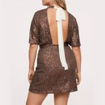Mango NWOT MNG ALL OVER SEQUENCE GOLD TIE BACK PARTY WEAR DRESS SZ-16 Photo 5
