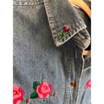Vintage 90s Jennifer Blair Northern Isles Floral Embroidered Denim Shirt Size 12 Blue Photo 2