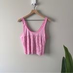 Free People  Lace Corsette Style Tank Top Pink Sugar Crop Casual Cropped Buttons Photo 3