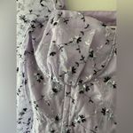 ASOS  Purple Lilac Embroidered Floral Puff Sleeve Bustier Tiered Dress Photo 4