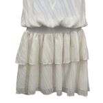 Ramy Brook Carl Deep V-Neck Smocked Tiered Textured Ruffle Mini Dress Ivory Photo 7
