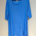 kim rogers Blue Asymmetrical Blouse Relaxed Fit Photo 0