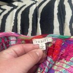 Pink Blush Jodifl Multi-Color Satin Smocked V-Neck Maternity Dress Large Photo 6