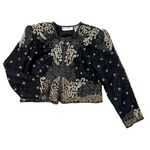 Vintage Night Vogue Black Beaded Embellished Cropped Silk Jacket Size Medium Photo 12