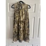 Calvin Klein Womens 10 Tan Paisley Sleeveless Smocked Knee Length Dress Church Photo 4